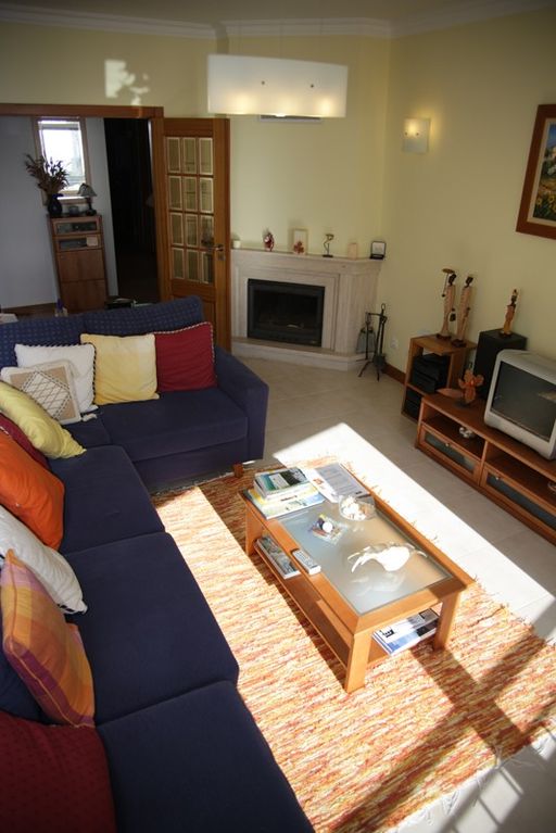 living room with a fireplace